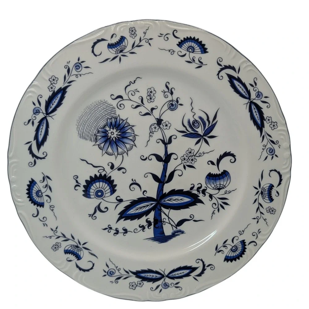 Vintage House of Prill Dinner Plate‎ Blue Onion Hand Painted Mid Century Modern